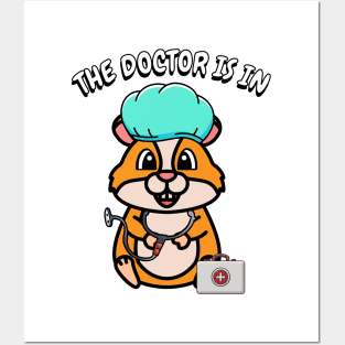 Cute hamster is a doctor Posters and Art